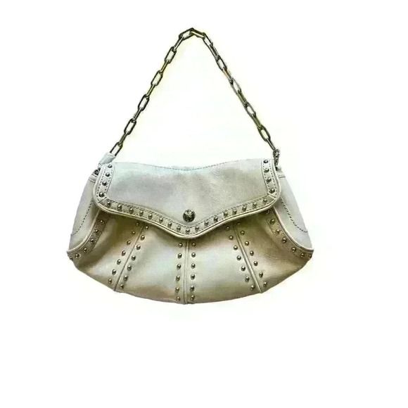 Maxx New York Crossbody Bag Leather Purse Off-White Hand Bag Gold Chain Strap - Picture 1 of 8